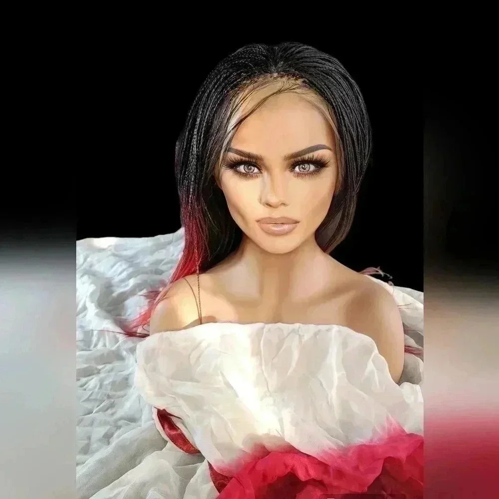 Yassine Red/Black Ombre Braided Wig | 100% Handmade Micro Millions Lace NWT